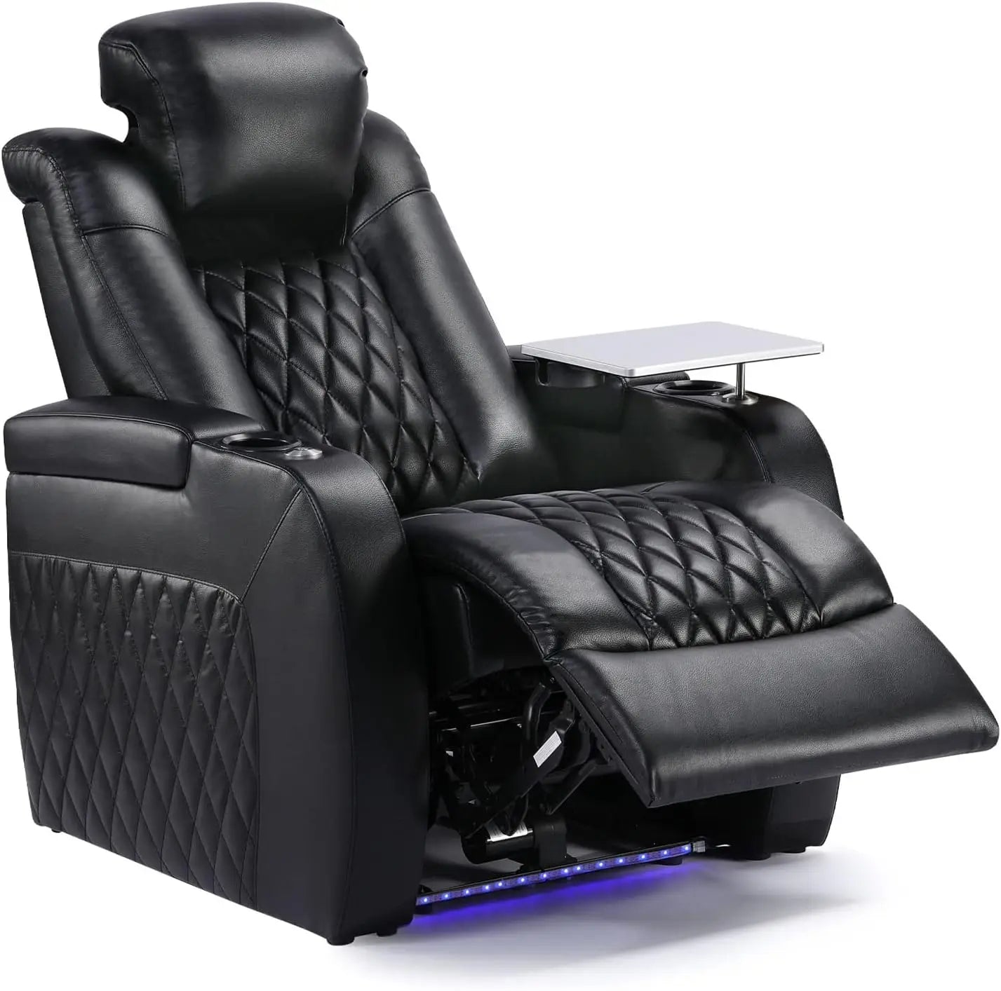 Top Grain Leather Recliner Chair,with Tray Table
