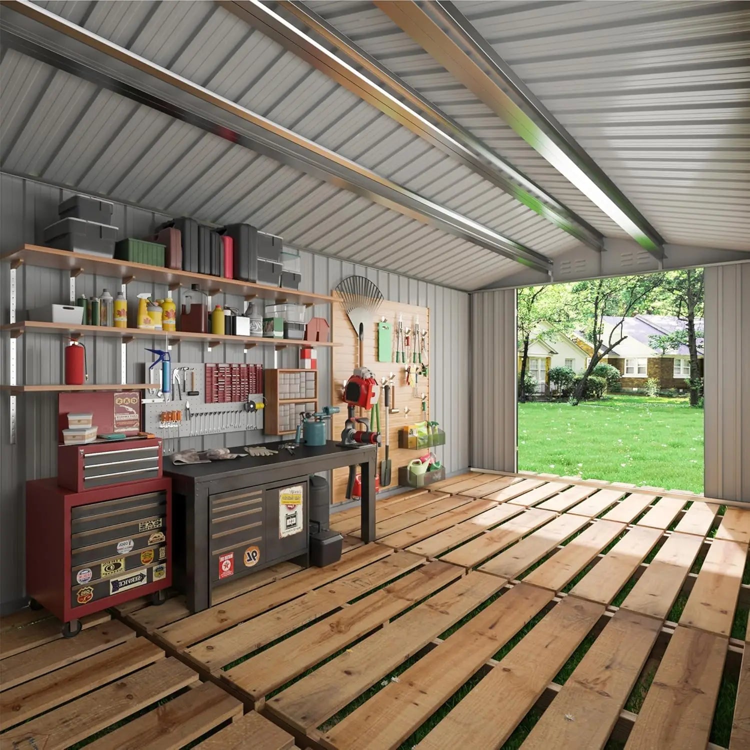 VIWAT 10x10~12x18FT Outdoor Metal Storage