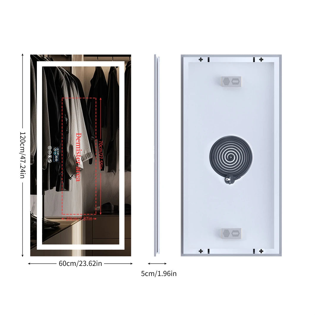 XXL Bathroom  Mirror Wall Mounted with Bluetooth,