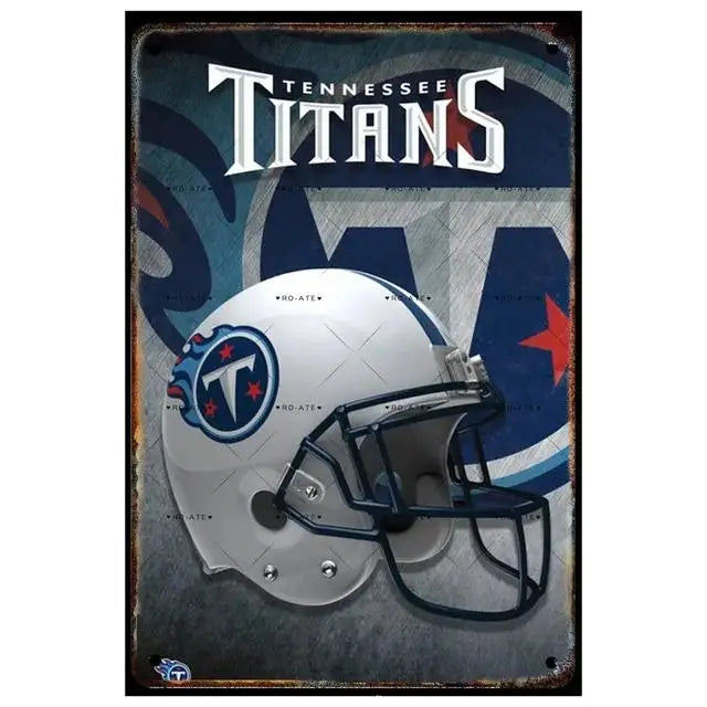 Vintage Football Helmet Metal Tin Sign