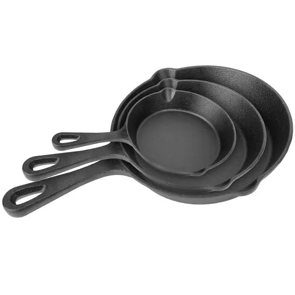 3Pcs Pre-Seasoned Cast Iron Skillet Set 6/8/10in