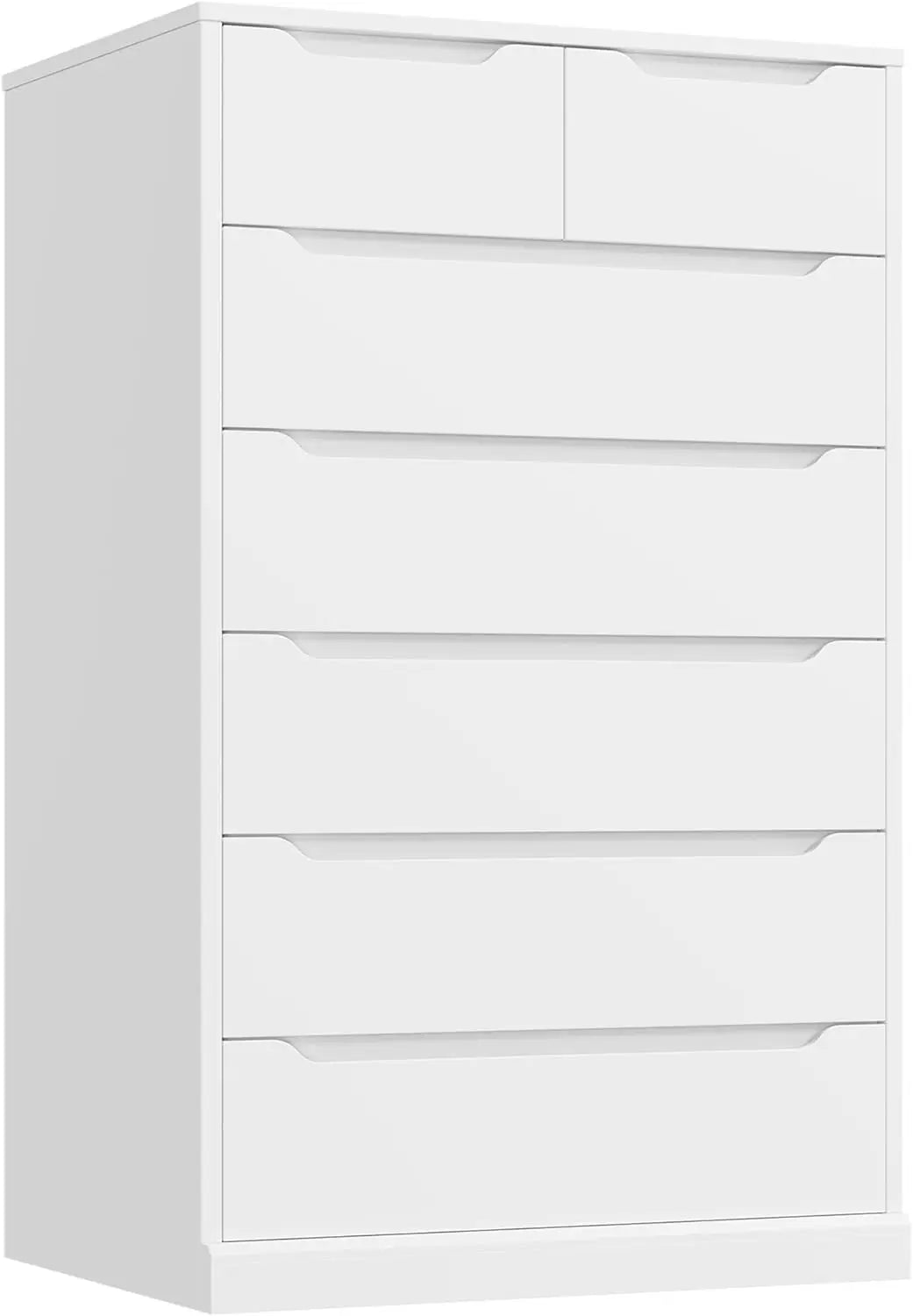 51" Tall 7 Drawers Dresser, Modern White Dresser,