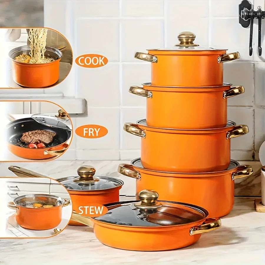 12-Piece Nonstick Fry Pan Set - Stainless Steel