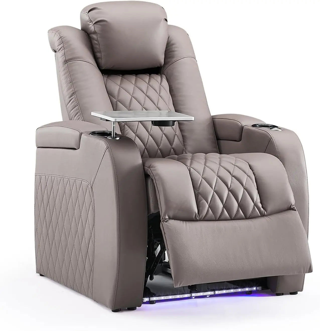 Top Grain Leather Recliner Chair,with Tray Table