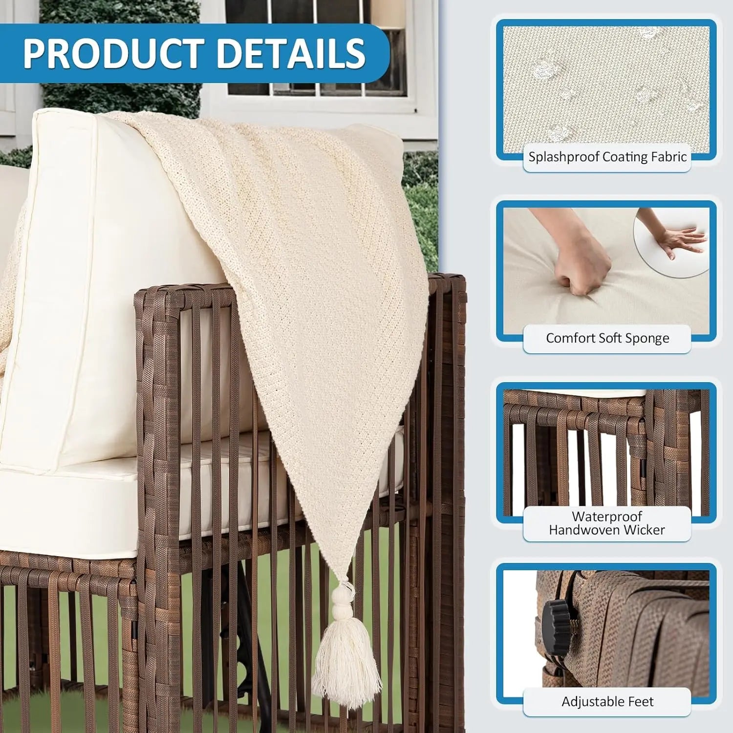 7 Pieces Outdoor Patio Furniture Set,