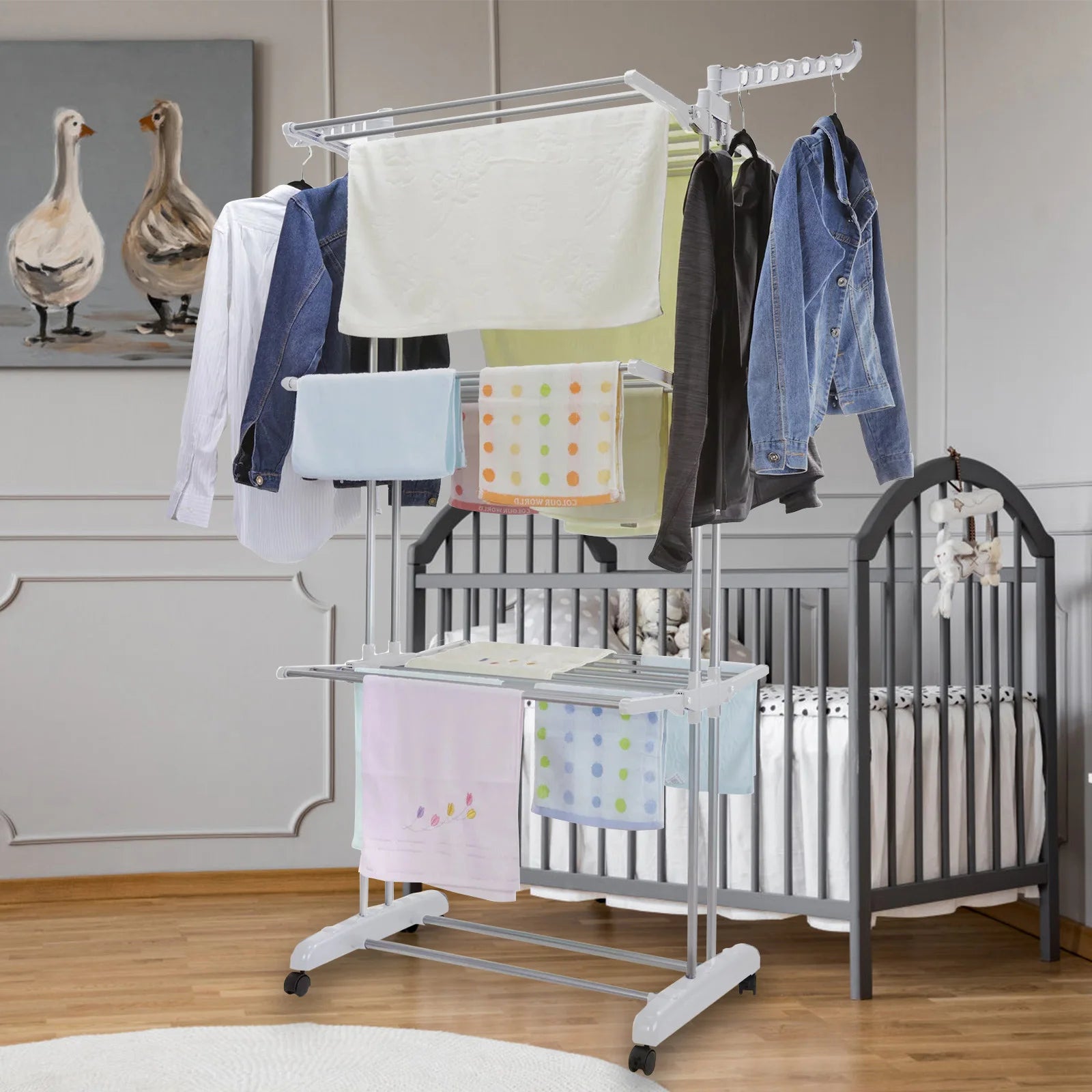 4-Tier Clothes Drying Rack Foldable Wing