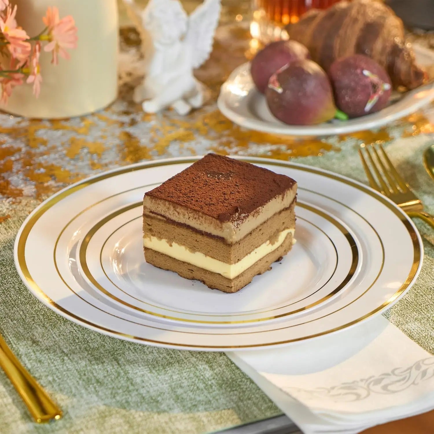 350 Pieces Gold Disposable Plates for 50 Guests,