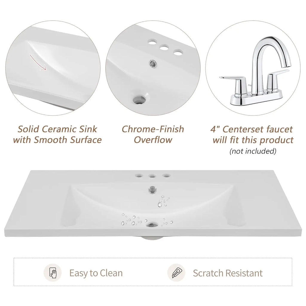 36" Vanity Bathroom Cabinet with Sink Top,