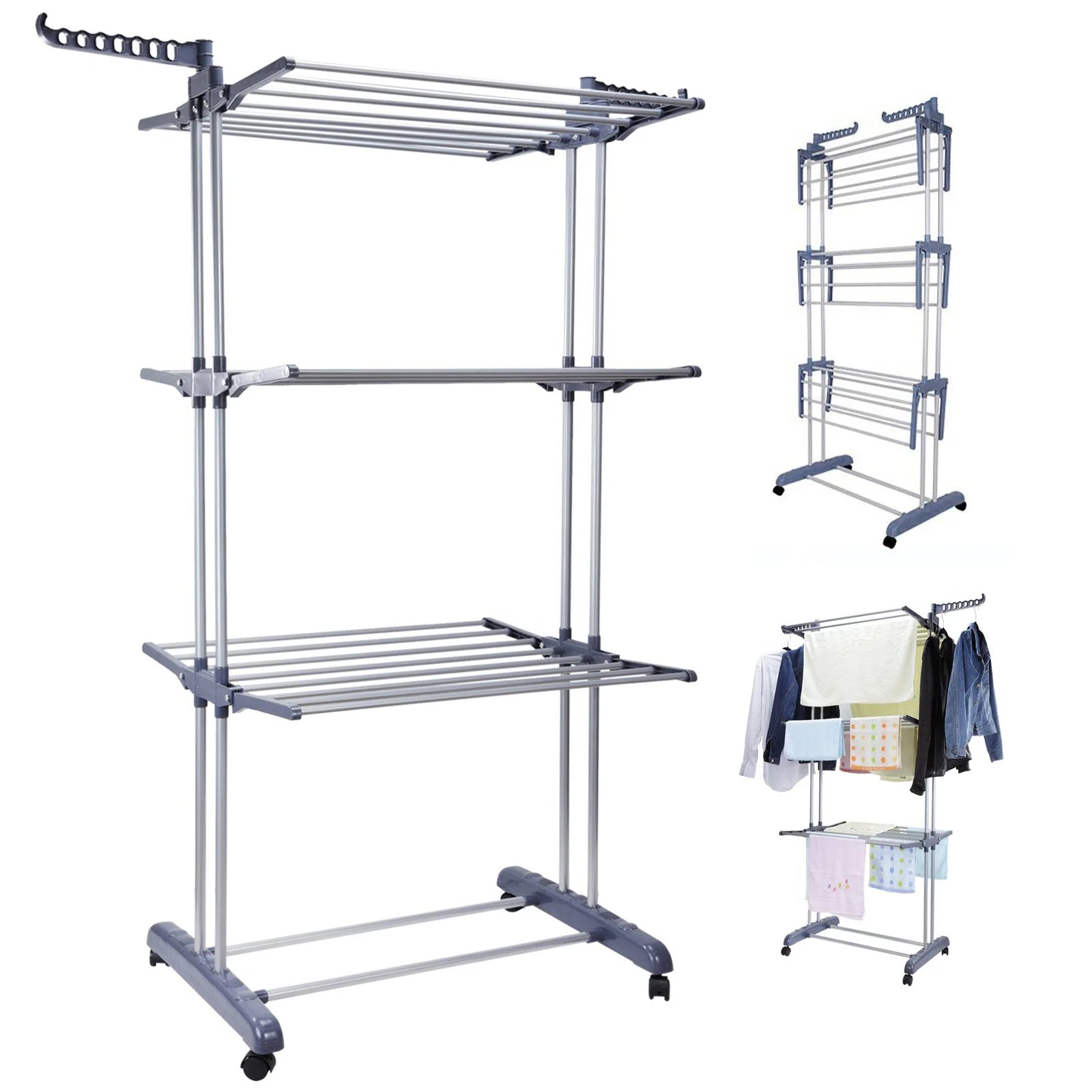 4-Tier Clothes Drying Rack Foldable Wing