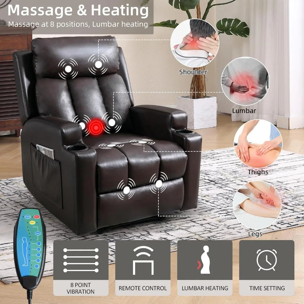 Manual Recliner Chair with Massage and Heat
