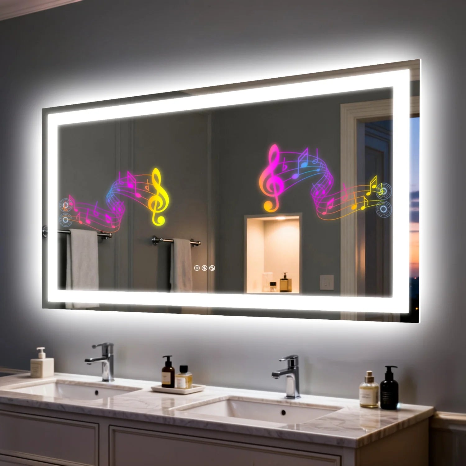 50/60/100/120CM LED Bathroom Mirror with Bluetooth Speaker