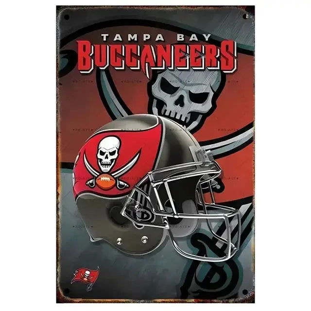 Vintage Football Helmet Metal Tin Sign