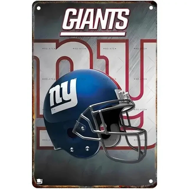 Vintage Football Helmet Metal Tin Sign