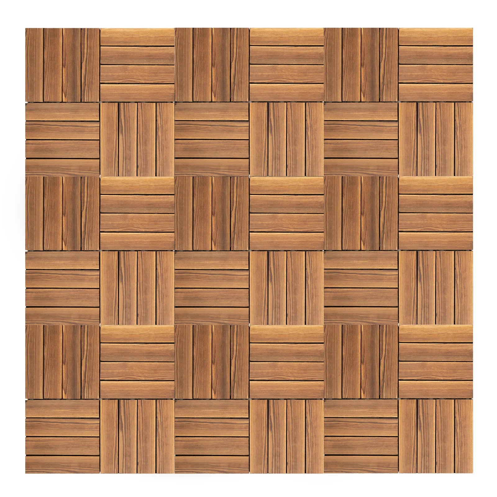 36pcs 12''x12'' Brown Hardwood Interlocking Patio Deck Tiles
