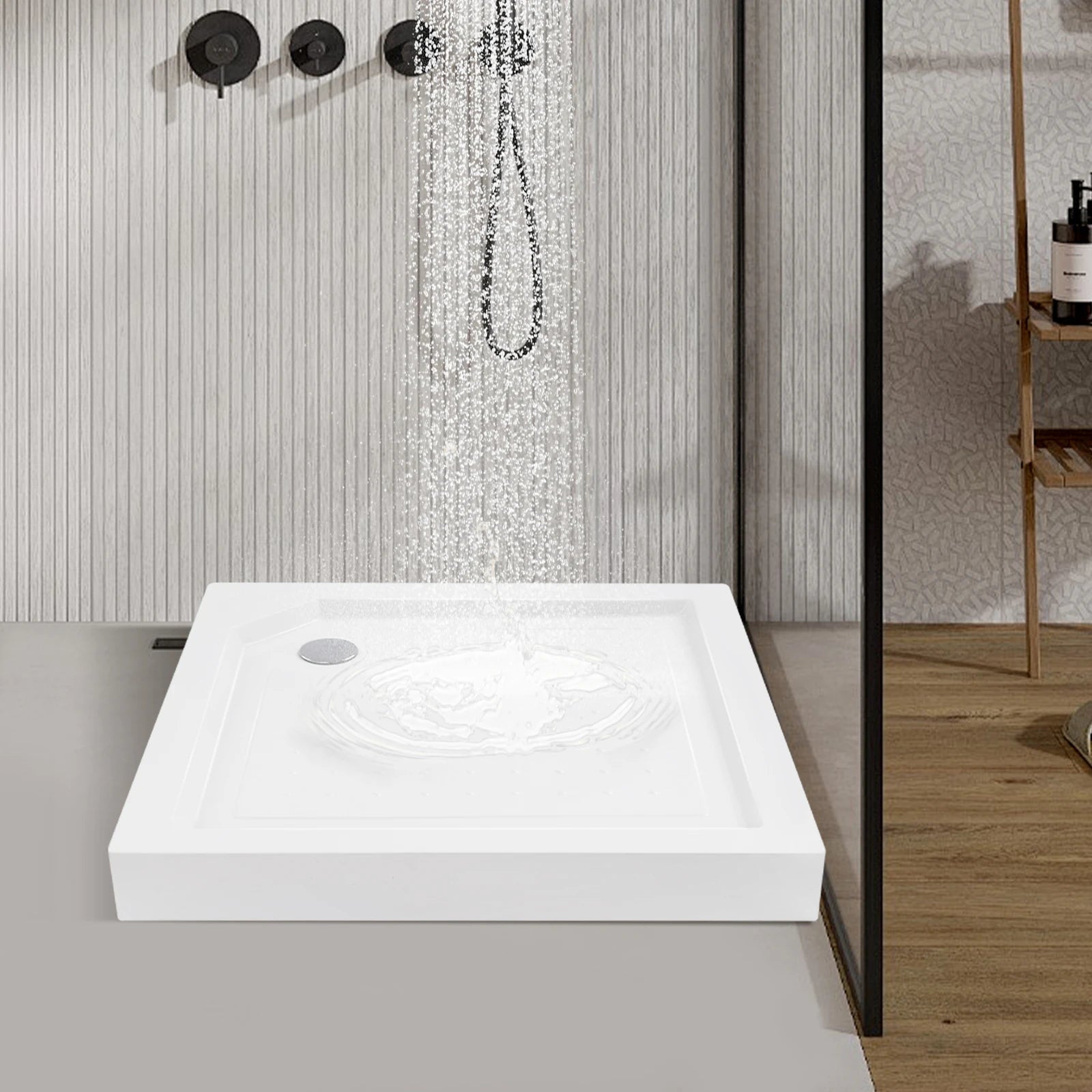 85*85*14cm Shower Base with Drain Hose 260kg/570lbs