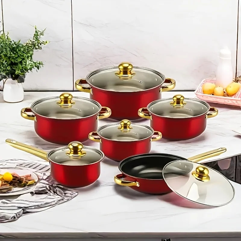 12-Piece Nonstick Fry Pan Set - Stainless Steel