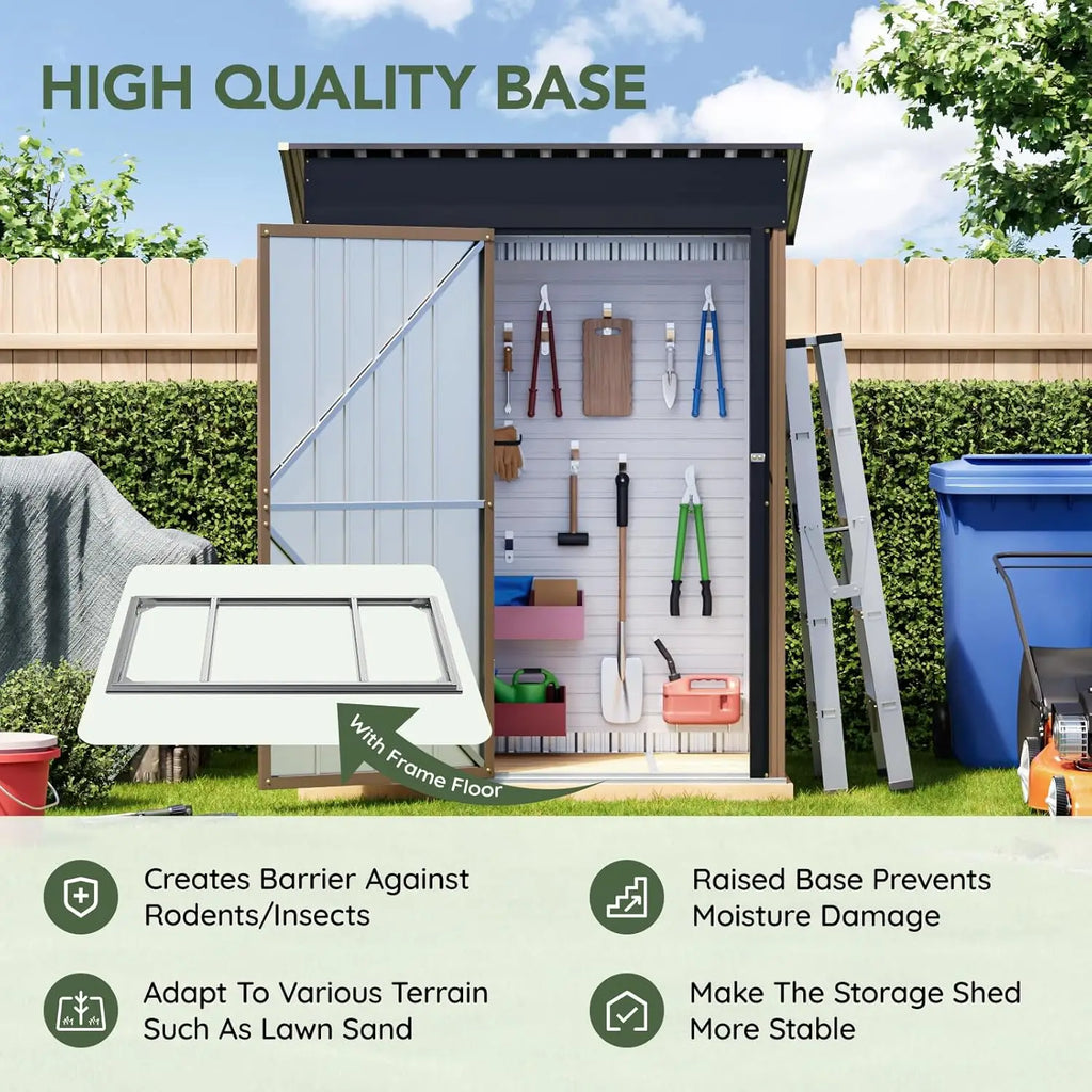 3x5 FT Outdoor Metal Storage Shed with Floor