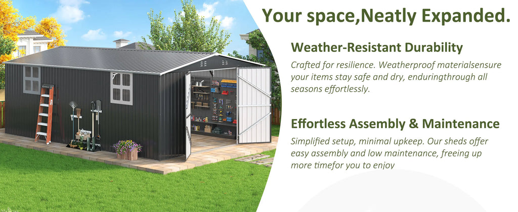 VIWAT 10x10~12x18FT Outdoor Metal Storage