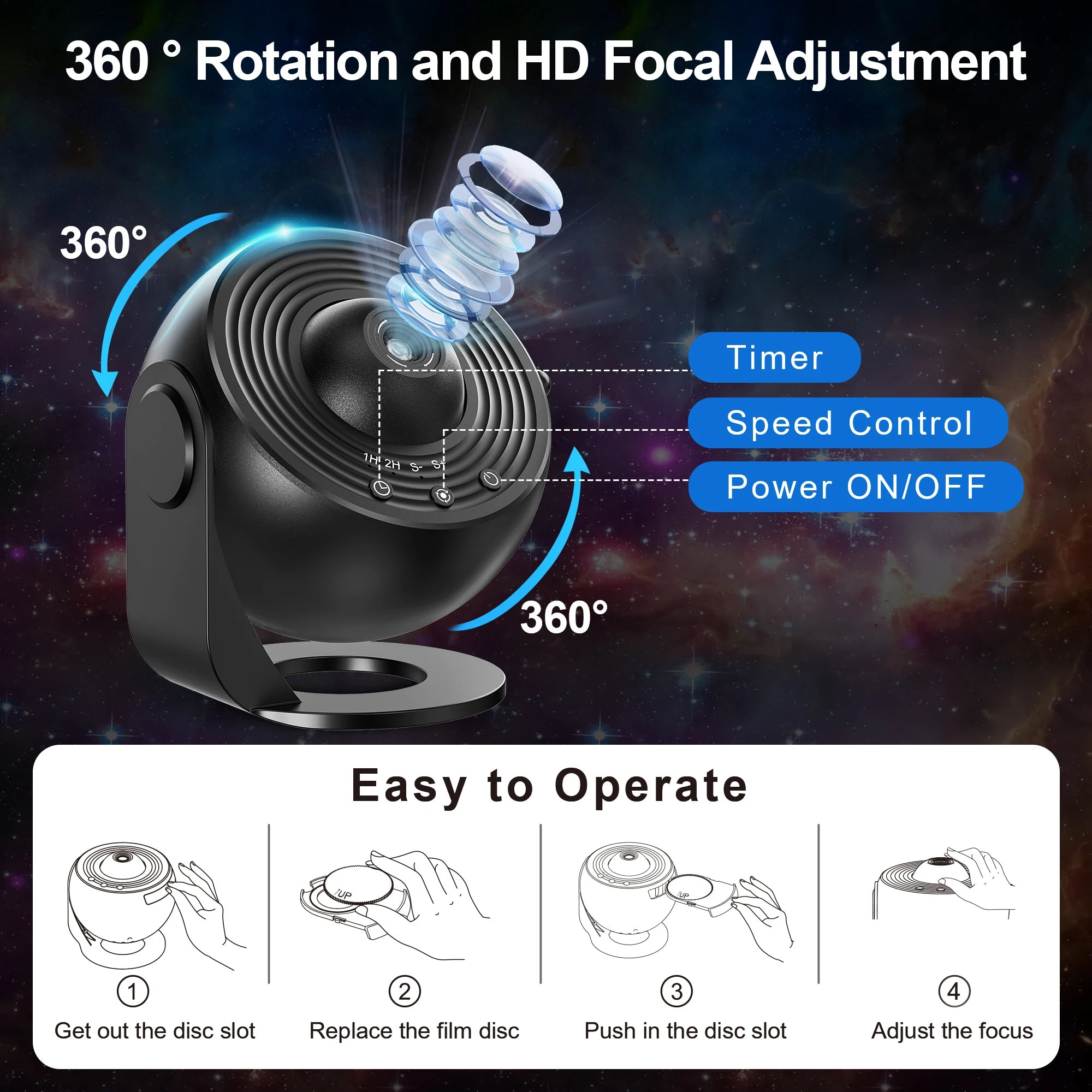 Star Projector,13 in 1 Planetarium Galaxy Projecto,360°Rotation,