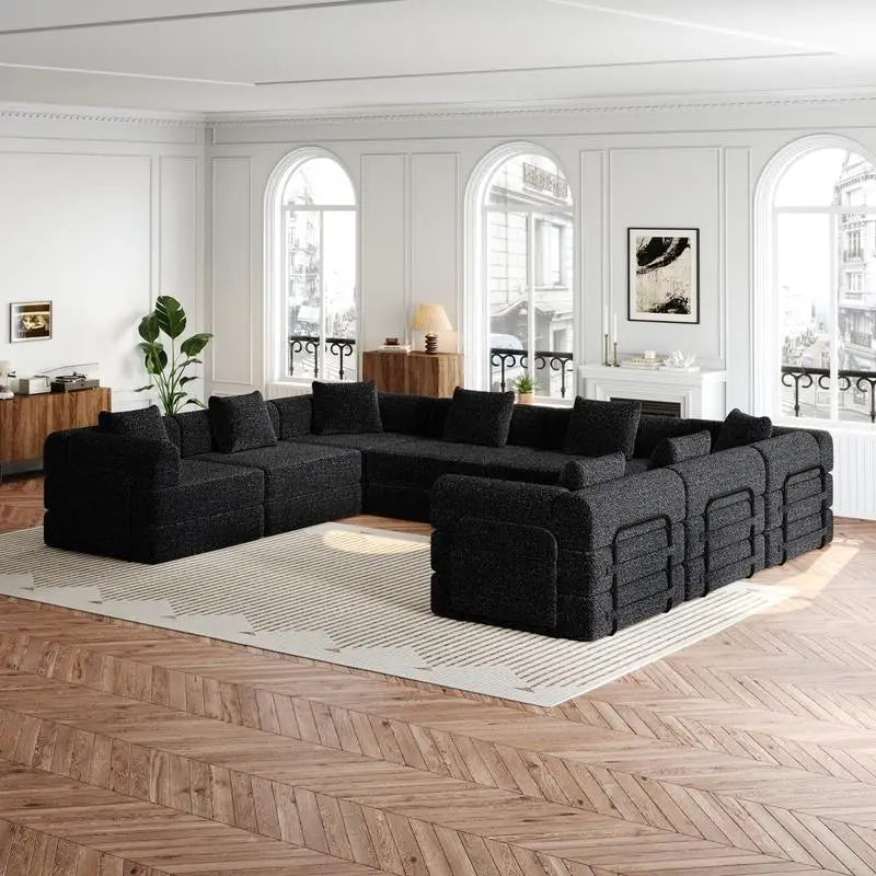 8-Seater Convertible Chenille Sofa Bed