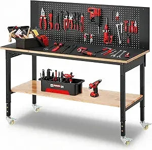 Adjustable Height Workbench, 3000 LBS Heavy Duty