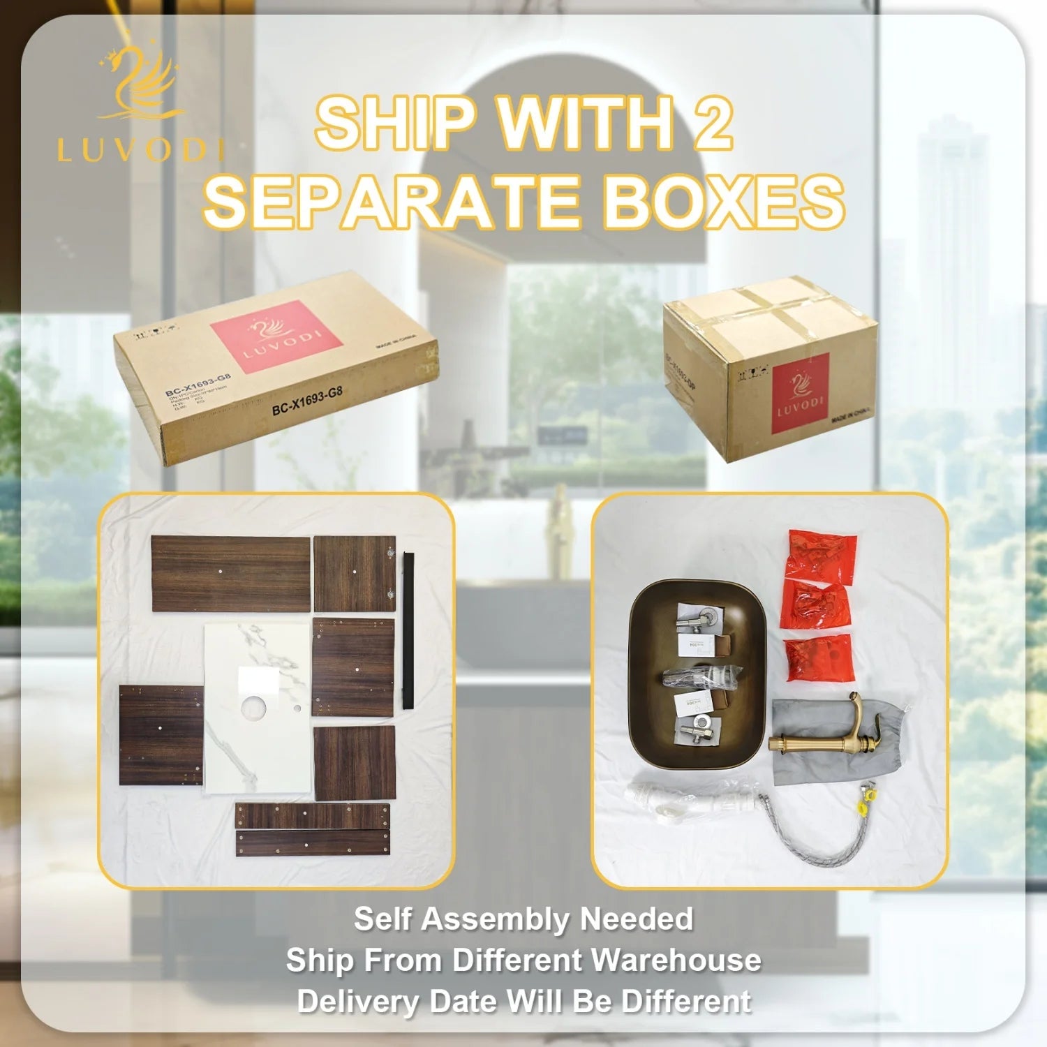 Floating Bathroom Vanity Sink Combo Wall Cabinet