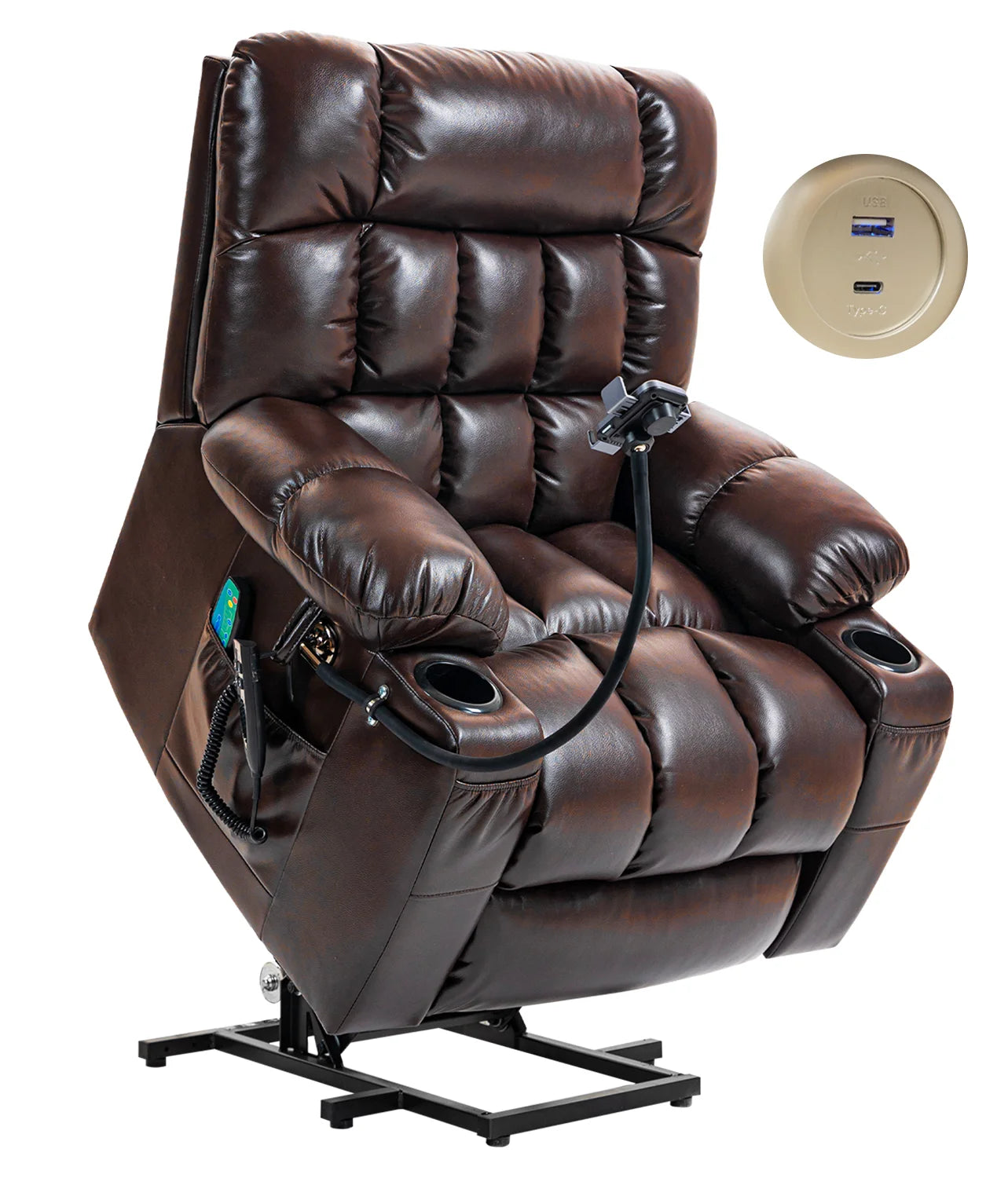Leather Heated Lift Recliner Chair