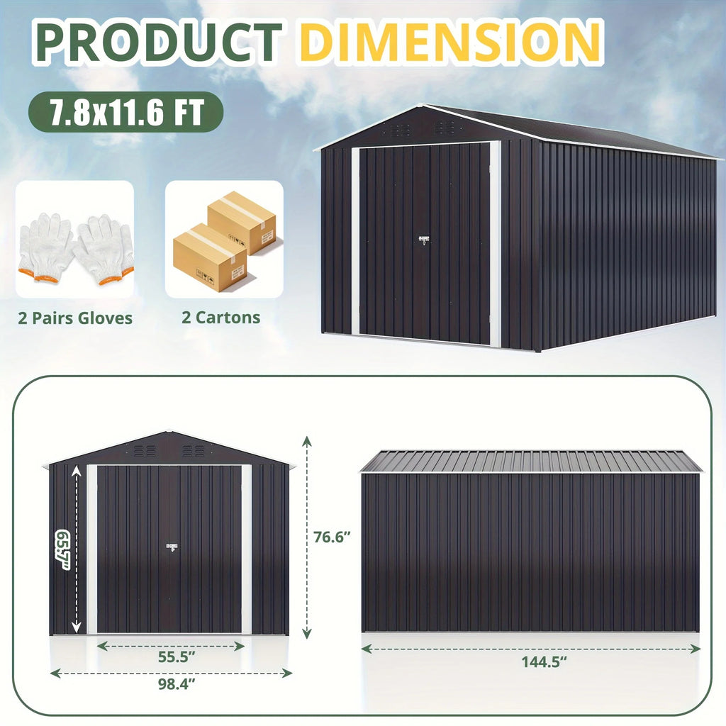VIWAT 10x10~12x18FT Outdoor Metal Storage