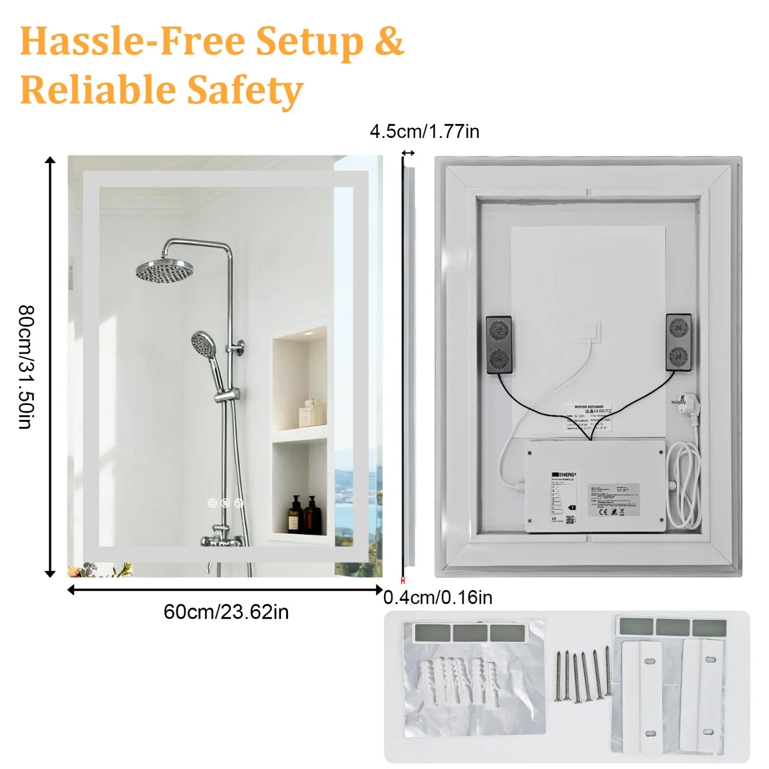 50/60/100/120CM LED Bathroom Mirror with Bluetooth Speaker