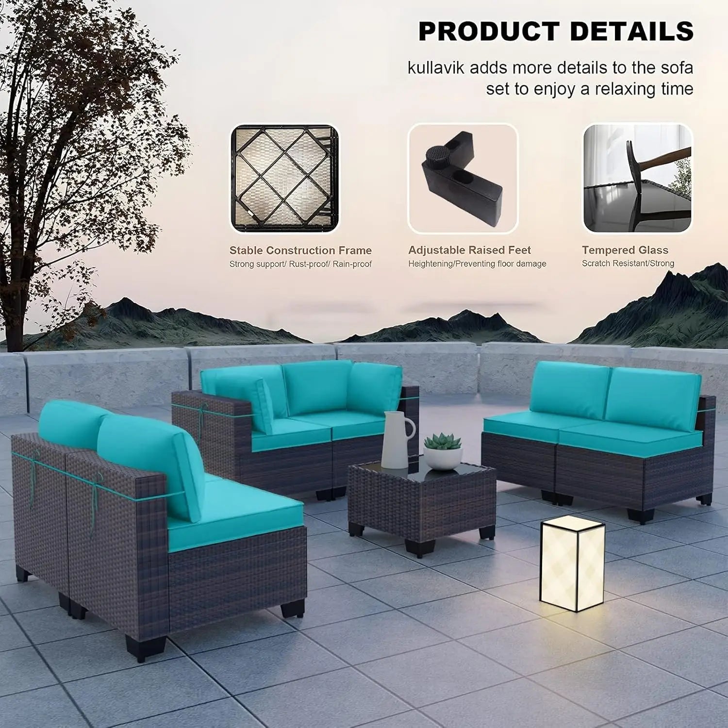 7 Pieces Outdoor Patio Furniture Set,Sectional