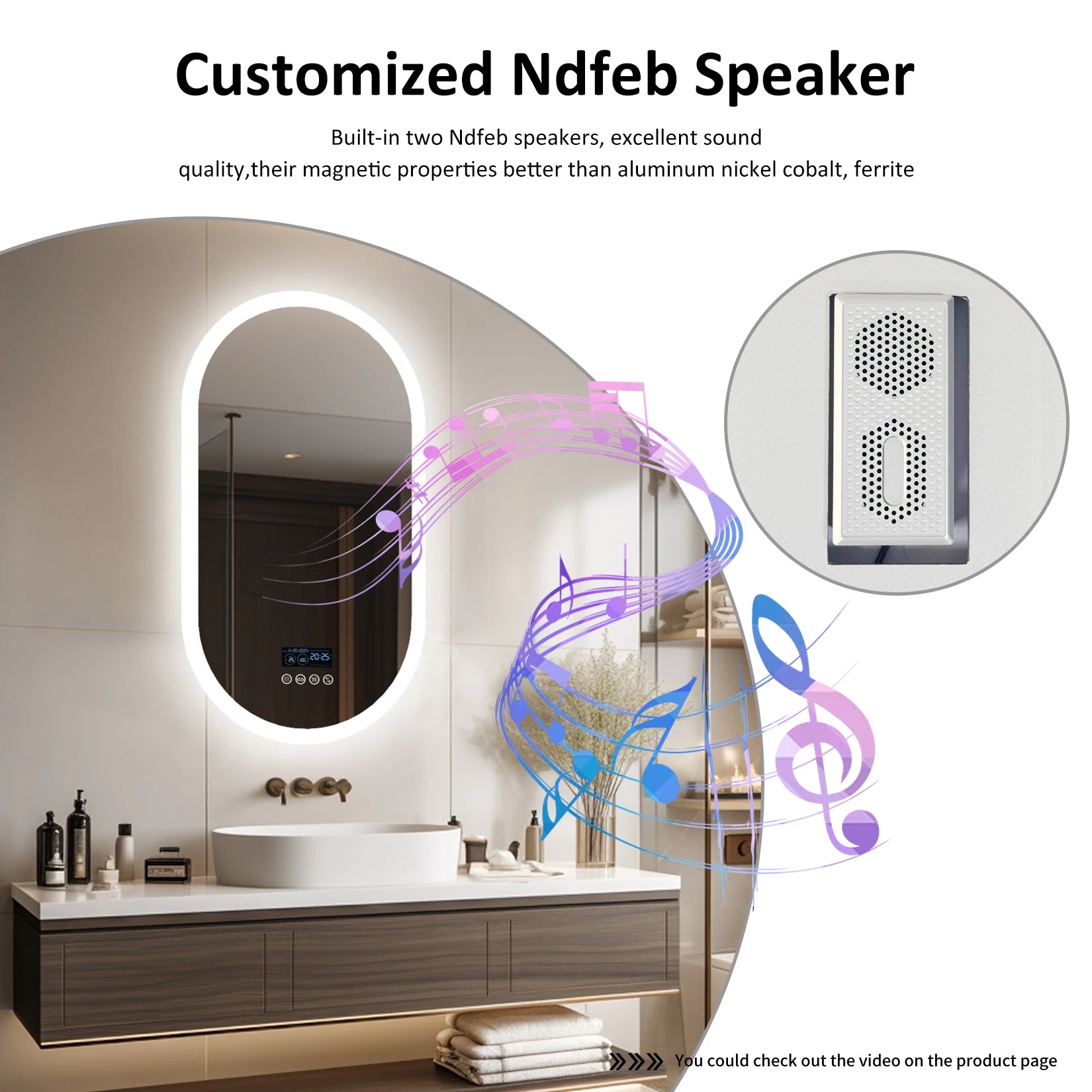 Lighted Bluetooth Bathroom Mirror Led Backlit