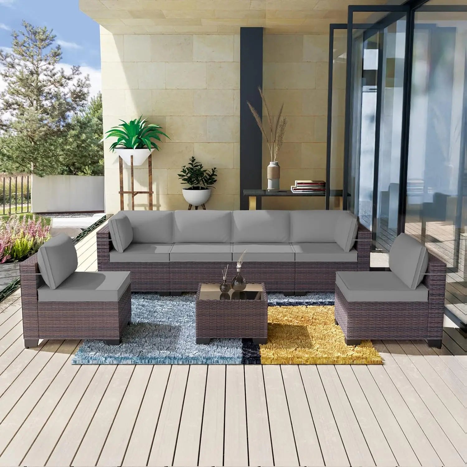 7 Pieces Outdoor Patio Furniture Set,Sectional
