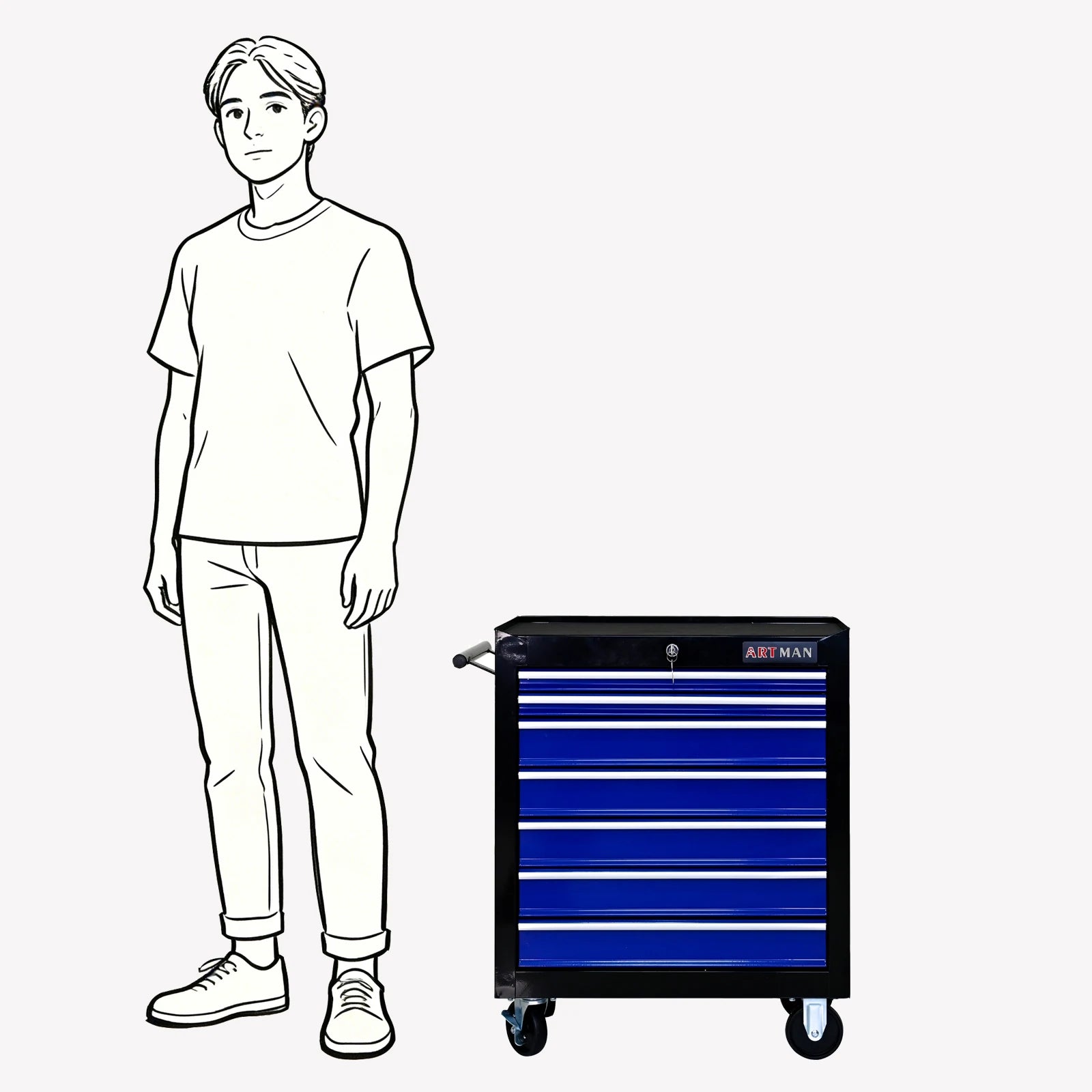 Cabinet,Box,7 Drawer Rolling Tool Box