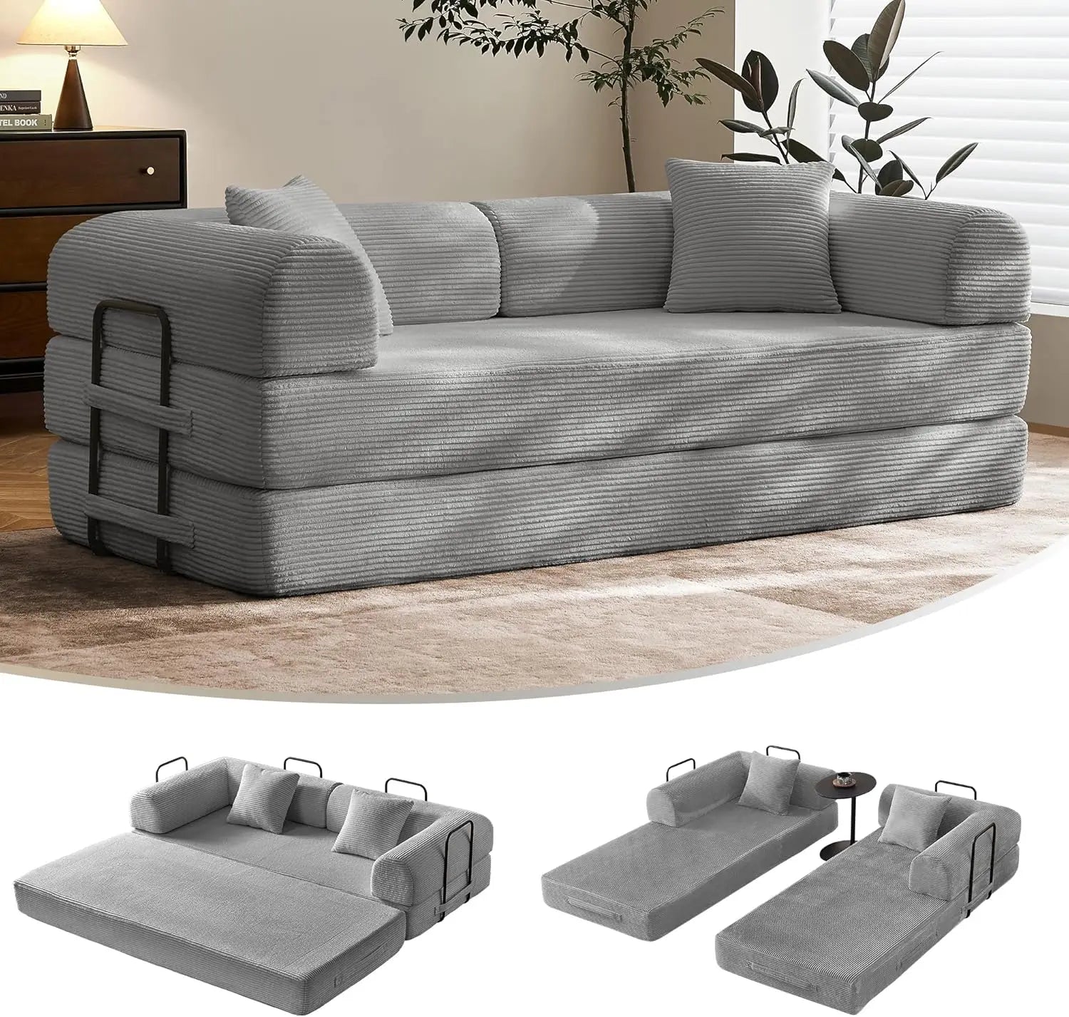 79" Convertible Sofa Bed Corduroy Material