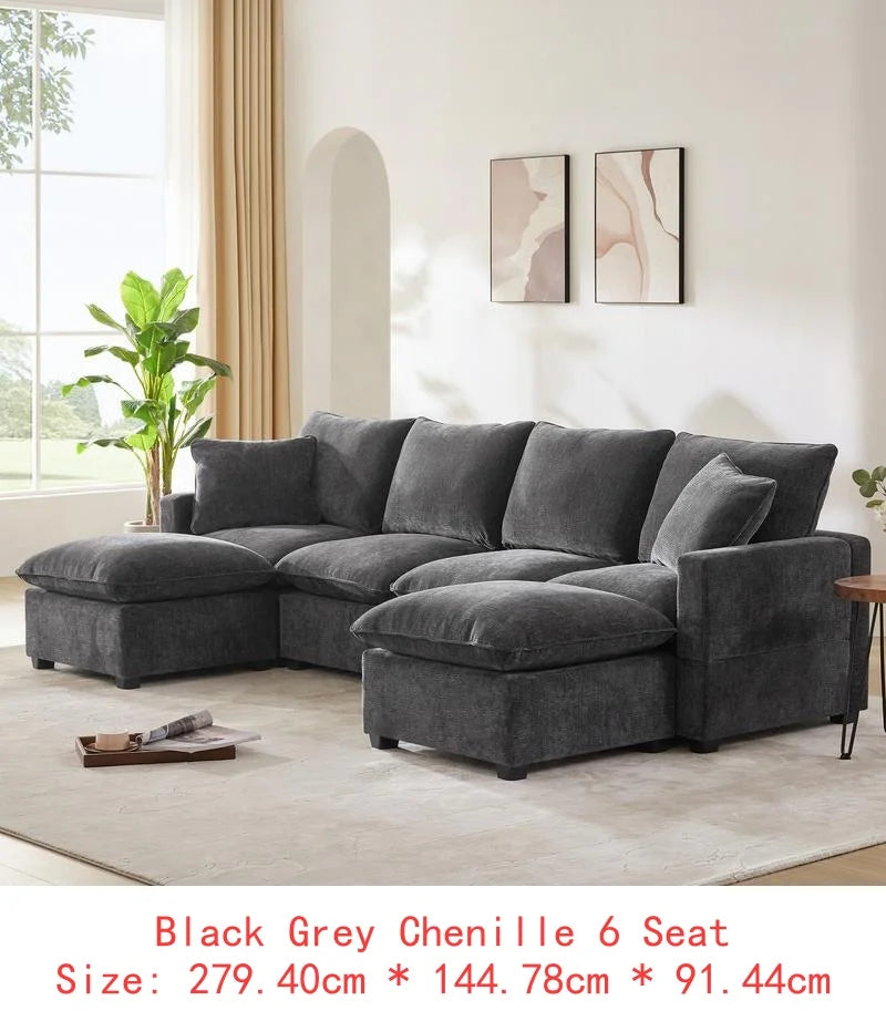 110in 7-Seat Modern U-Shape Modular Sofa Set,