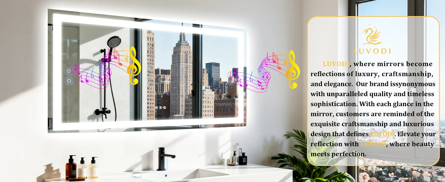 50/60/100/120CM LED Bathroom Mirror with Bluetooth Speaker