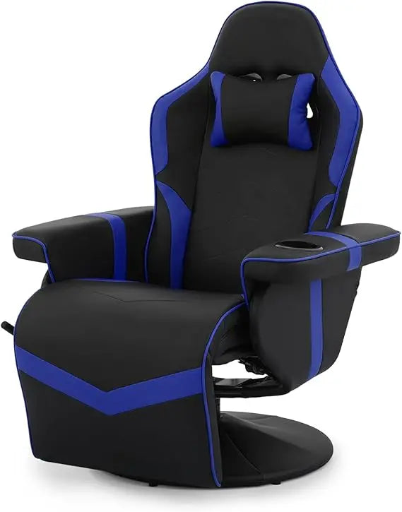 360° Swivel Gaming Recliner Chair, with Adjustable Backrest,