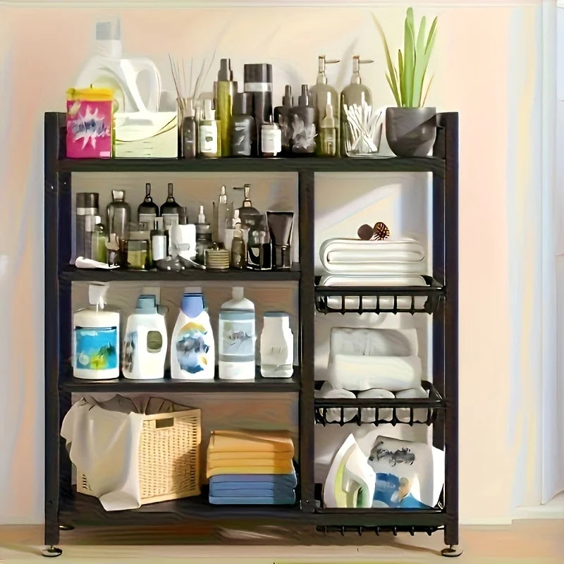 New Heavy-Duty 4-Tier Freestanding Shelf with 3 Baskets