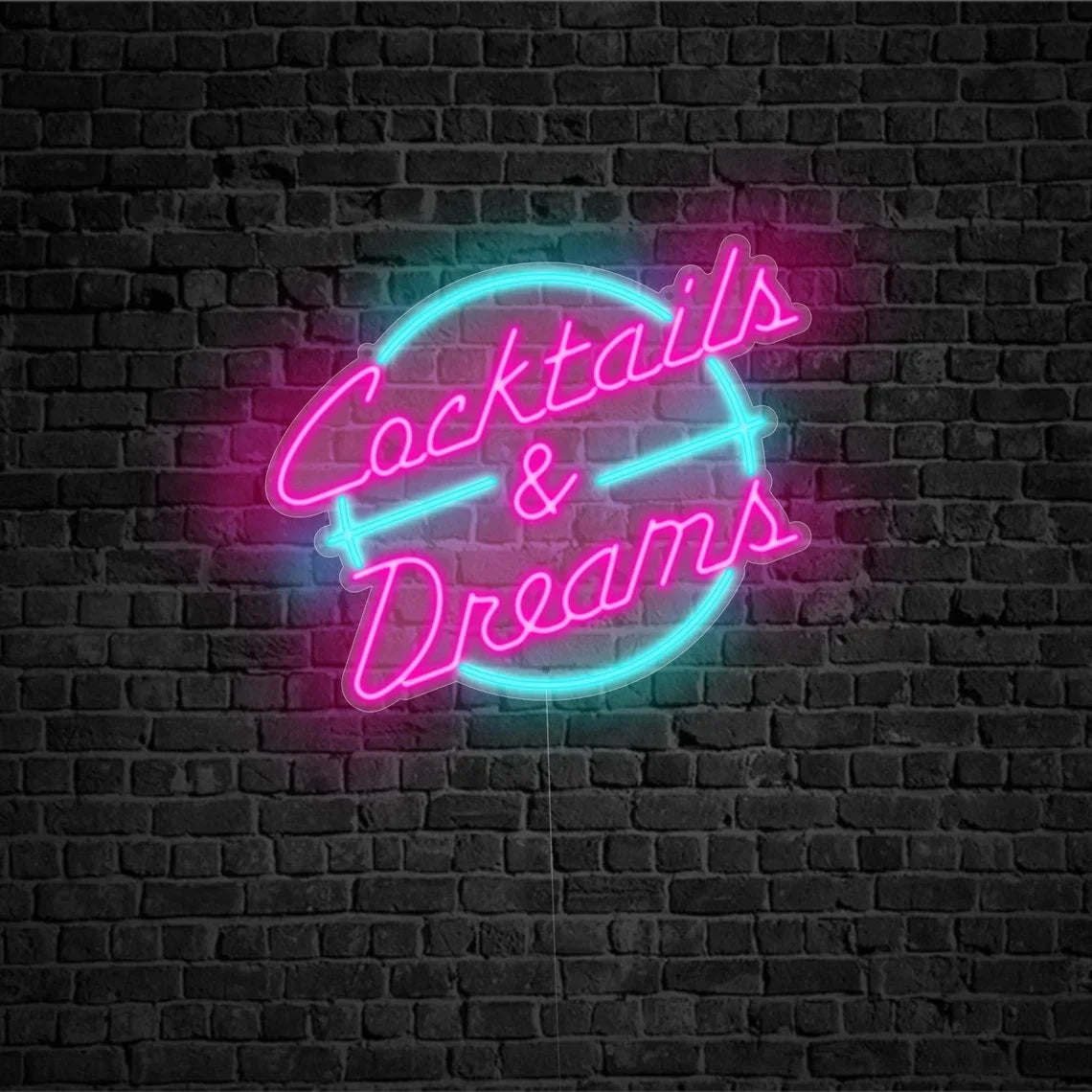 Cocktails & Dreams  80's Bar Neon sign