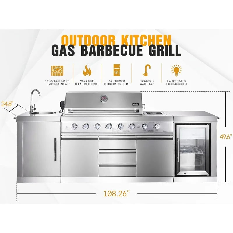 Deluxe 8-Burner Stainless Steel  Gas Grill,