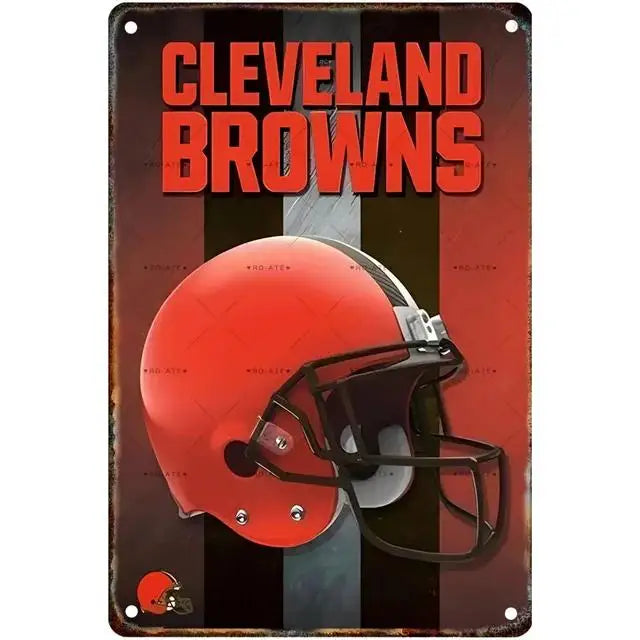 Vintage Football Helmet Metal Tin Sign