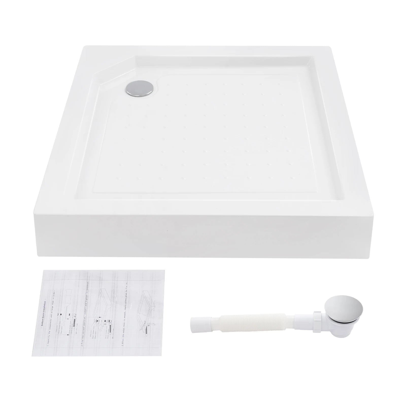 85*85*14cm Shower Base with Drain Hose 260kg/570lbs