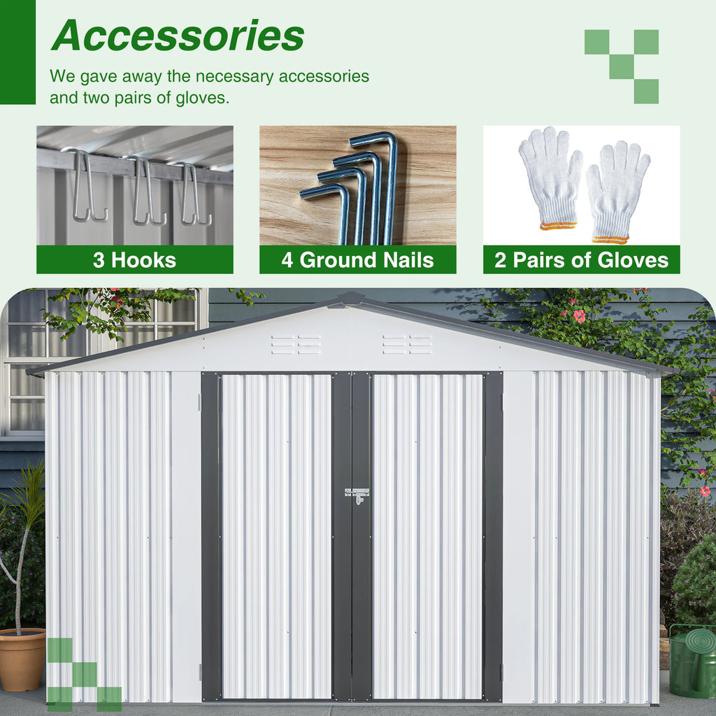 LZBEITEM 10X8 FT Outdoor Storage Shed,