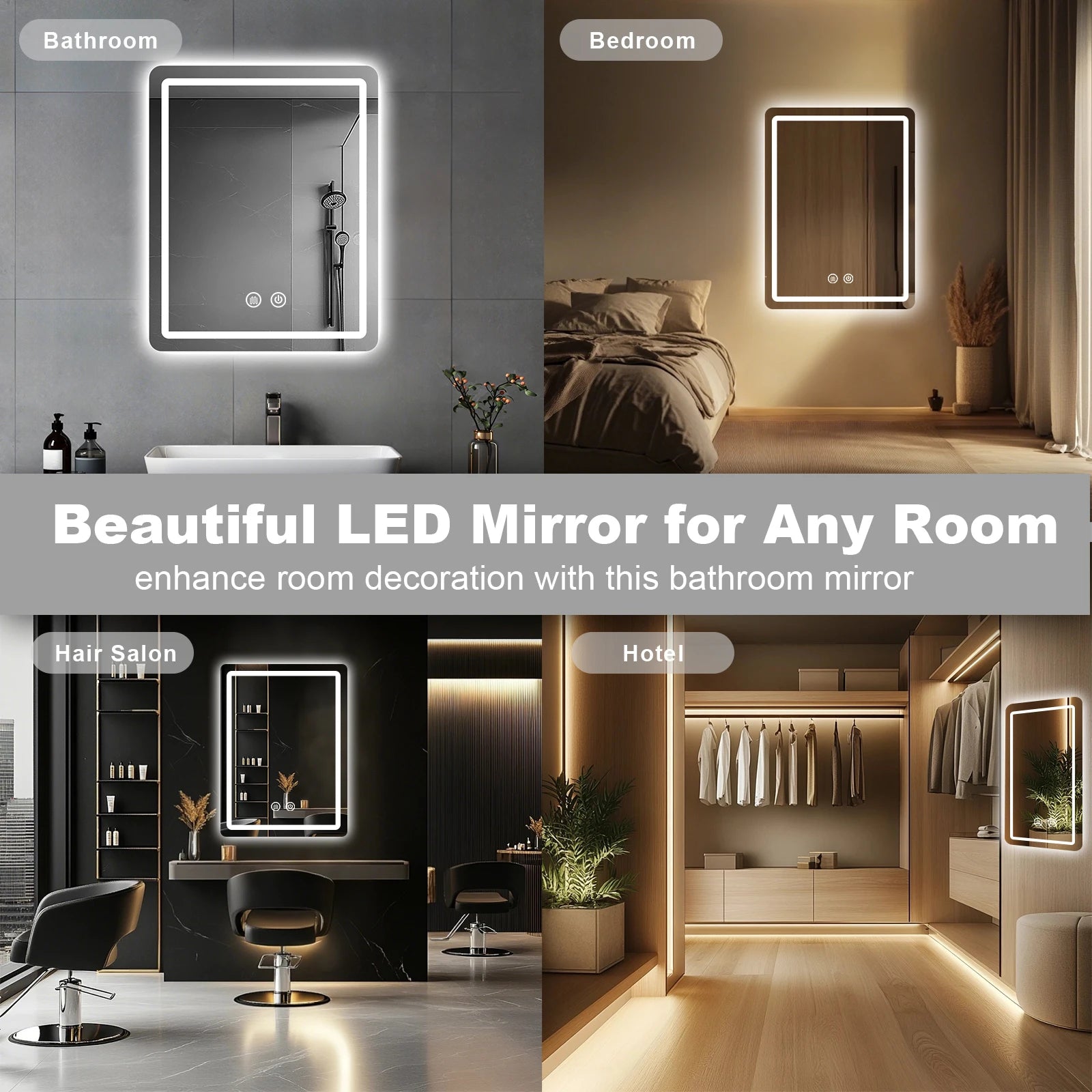 20x28 inch LED Bathroom Mirror  with Backlit Lights Fogless