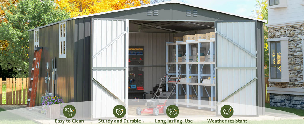 VIWAT 10x10~12x18FT Outdoor Metal Storage