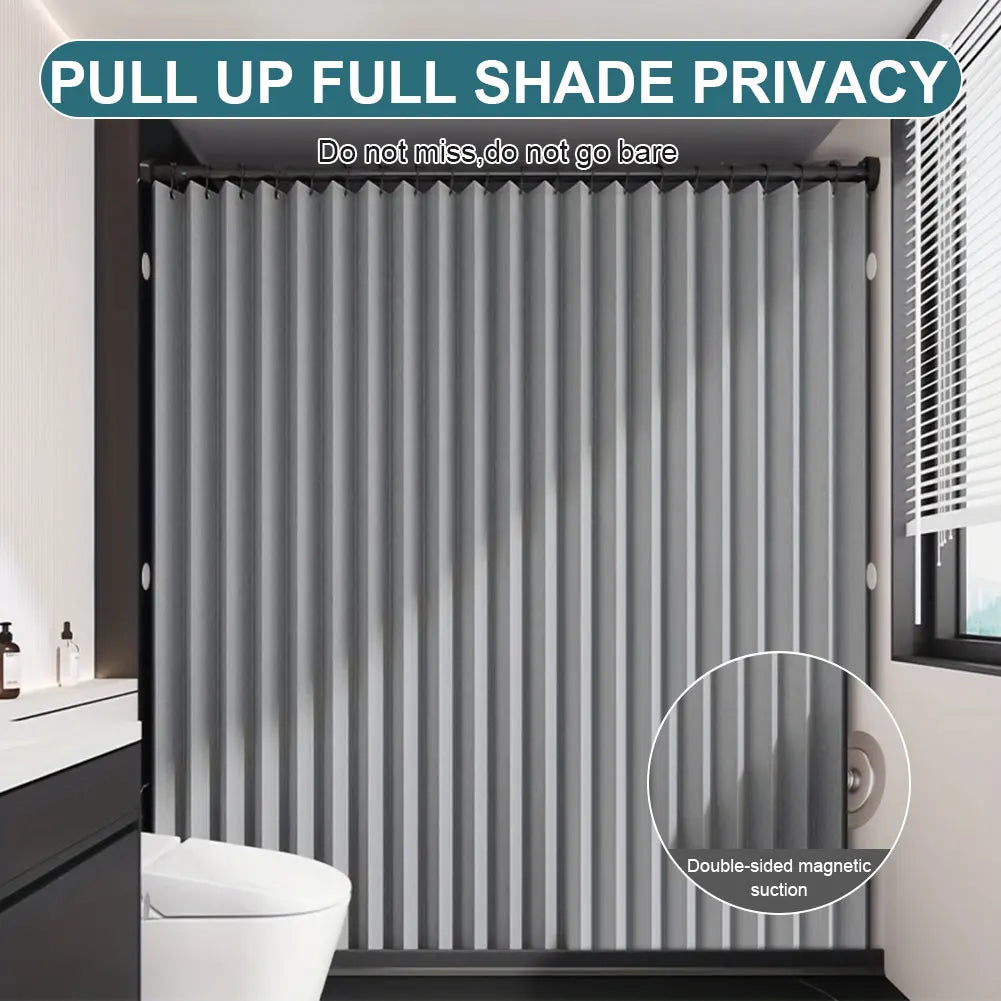 Foldable Magnetic Bath Curtain Waterproof Bathtub Curtain