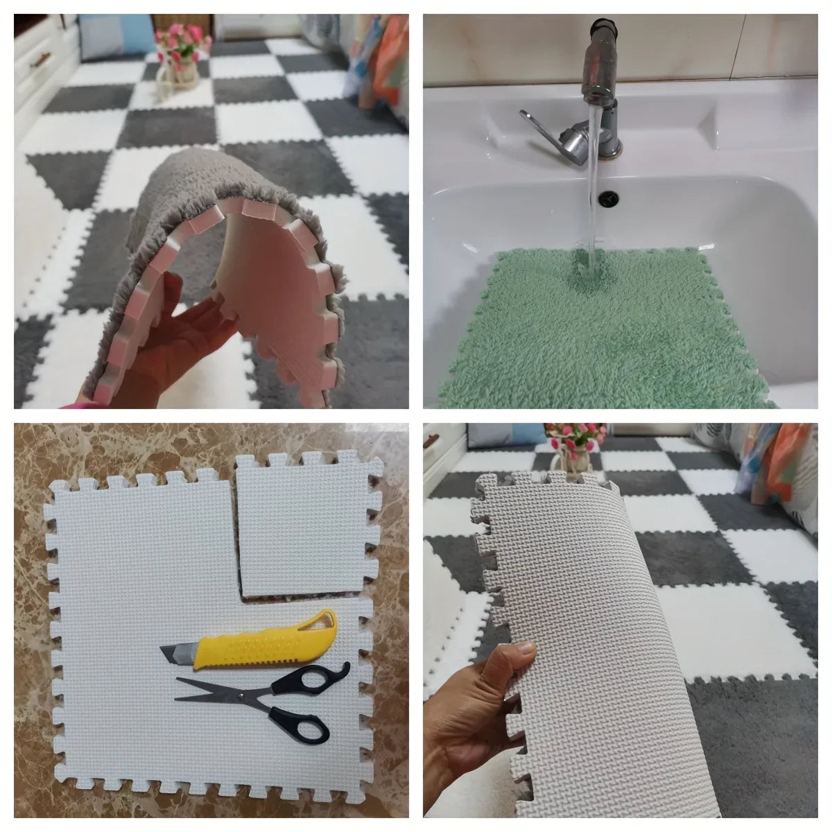 24PCS Solid interlocking foam mat - non slip