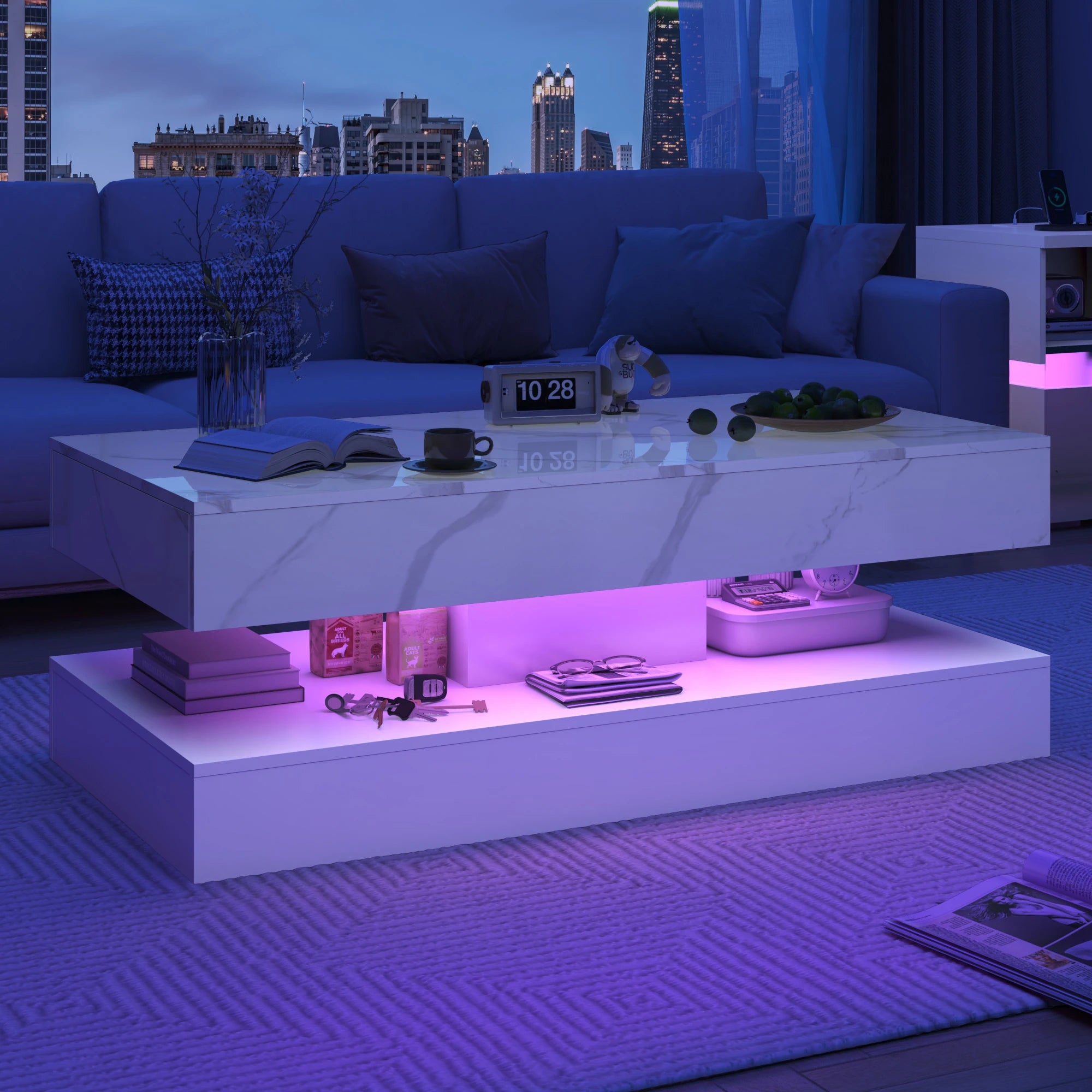 Modern Stylish Coffee Table with LED lights,