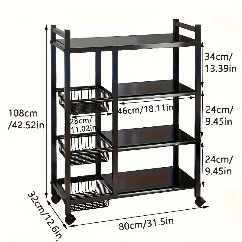 New Heavy-Duty 4-Tier Freestanding Shelf with 3 Baskets