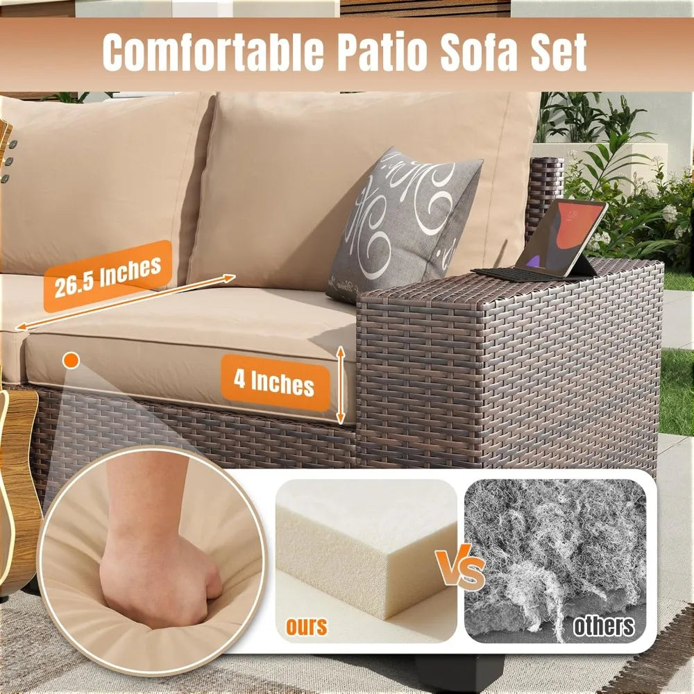 7 Pieces Patio Furniture Set with 44” Fire Pit